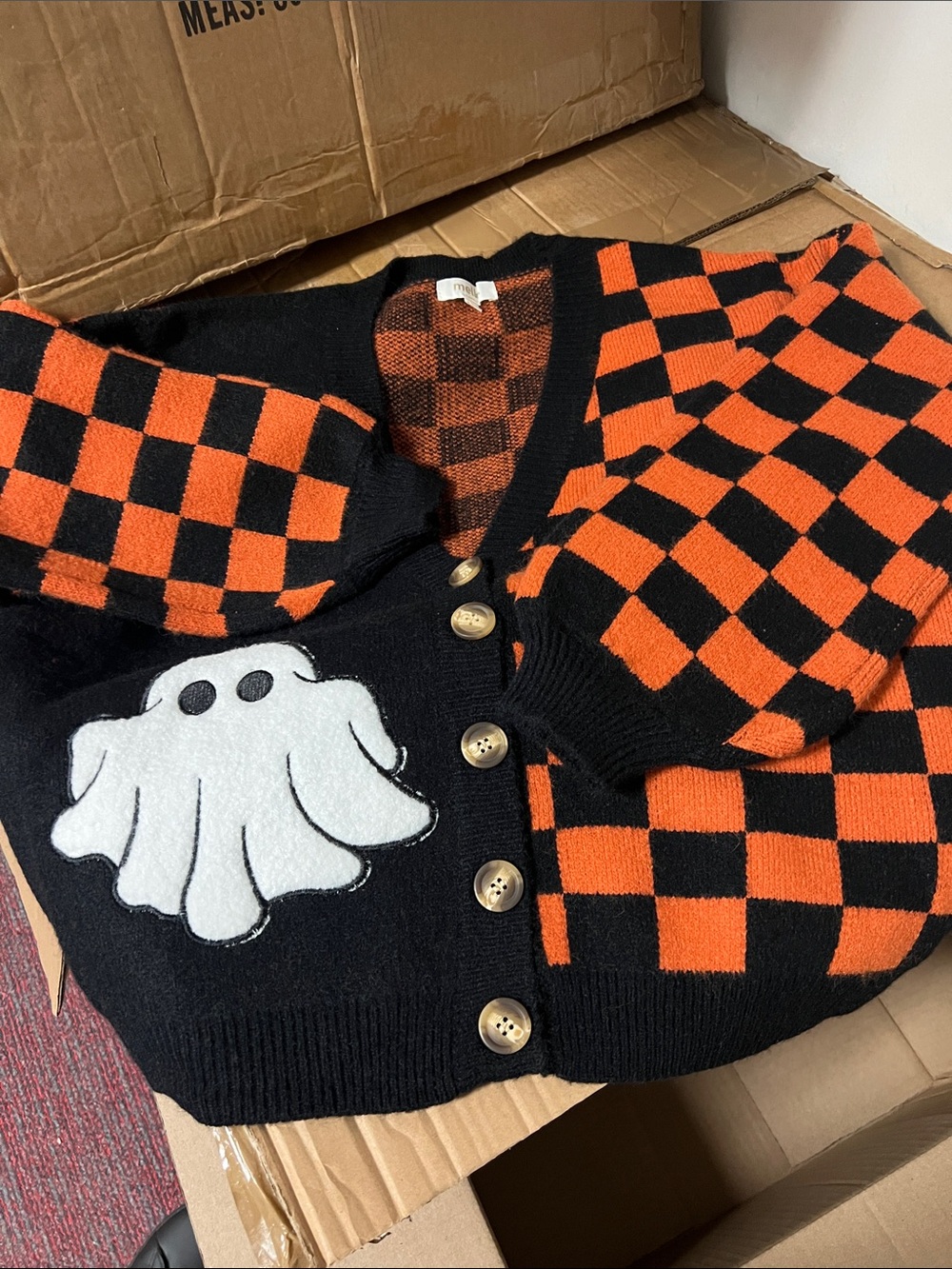 BlackCraft Cult Grim Reaper Checkered Cardigan | Orange Black Gothic NWT